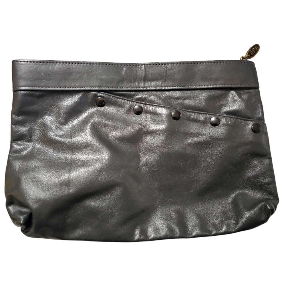 VTG Anton Clutch‎ Leather Gray zip and exterior pocket